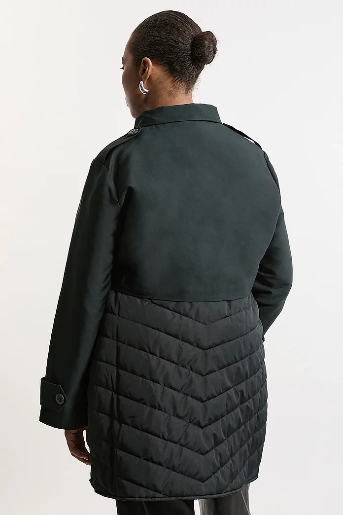 Plus Size Lightweight Padded Hybrid Short Trench Coat Plus Size Lightweight Padded Hybrid Short Trench Coat