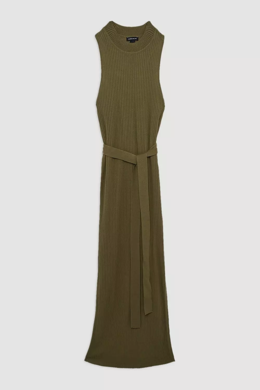 関税送料込★SALE★完売間近ラスト★KarenMillen★Knitドレス Cotton Blend Belted Knit Racer Midi Dress | Karen Millen