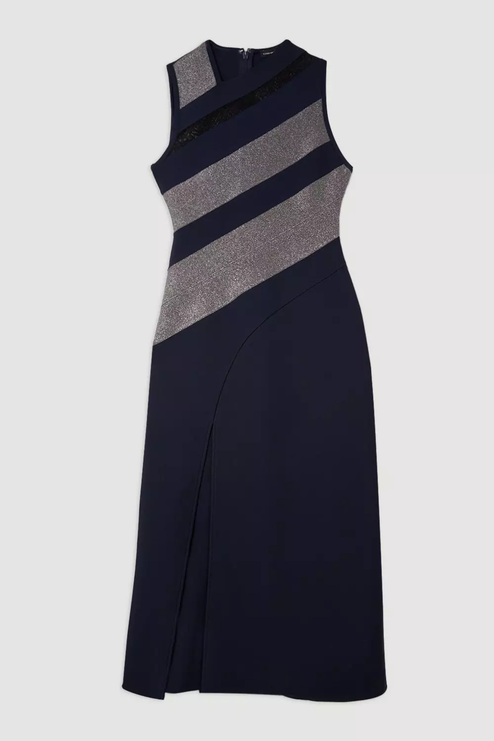 Figure Form Bandage Lace Detail Sleeveless Knit Maxi Dress