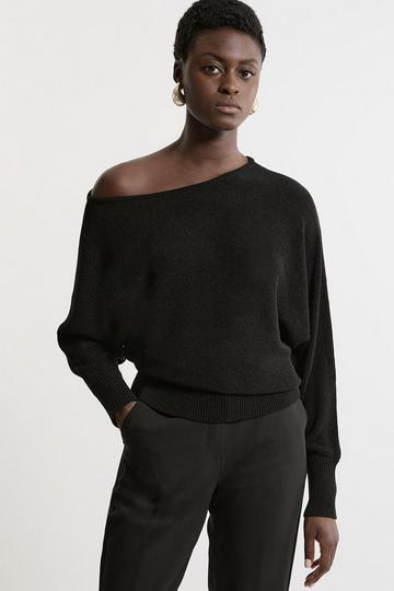 Premium Corded Open Stitch Off The Shoulder Knit Jumper