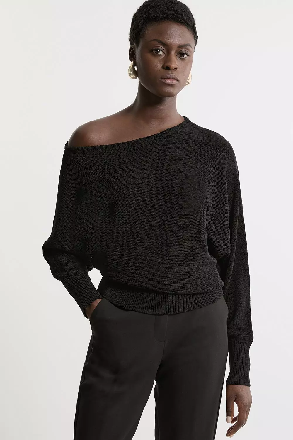 Off the shoulder knitted jumper best sale