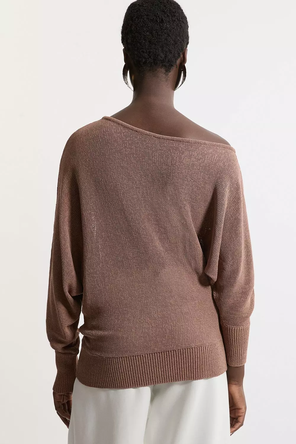 トップス Simply Complicated DRIVERS KNIT SWEATER Premium Corded Open Stitch Off The Shoulder Knit Sweater