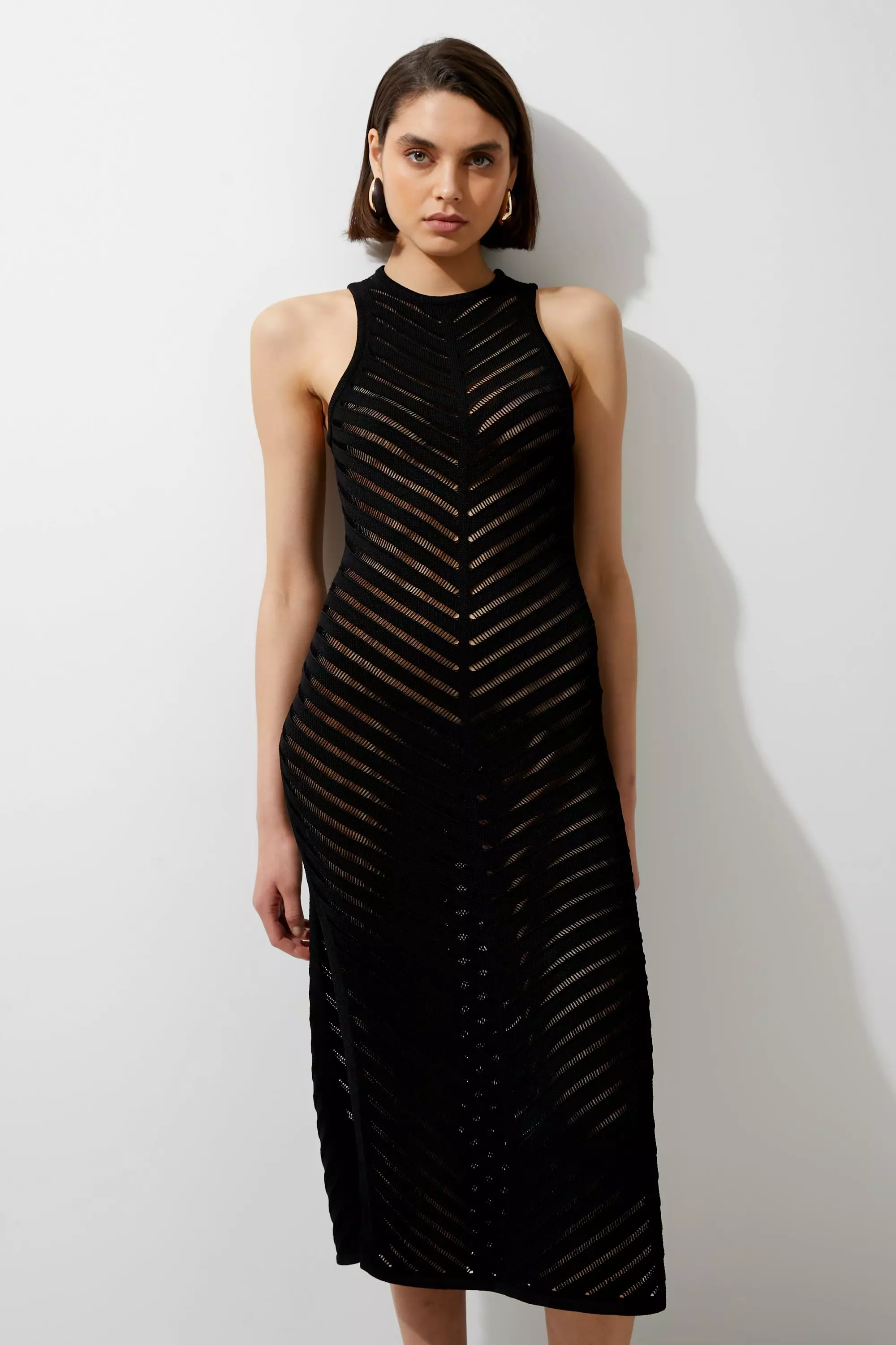 関送込【KAREN MILLEN】ステッチディテールニットミディドレス１ bkk21076_gold_xl?pdp.template