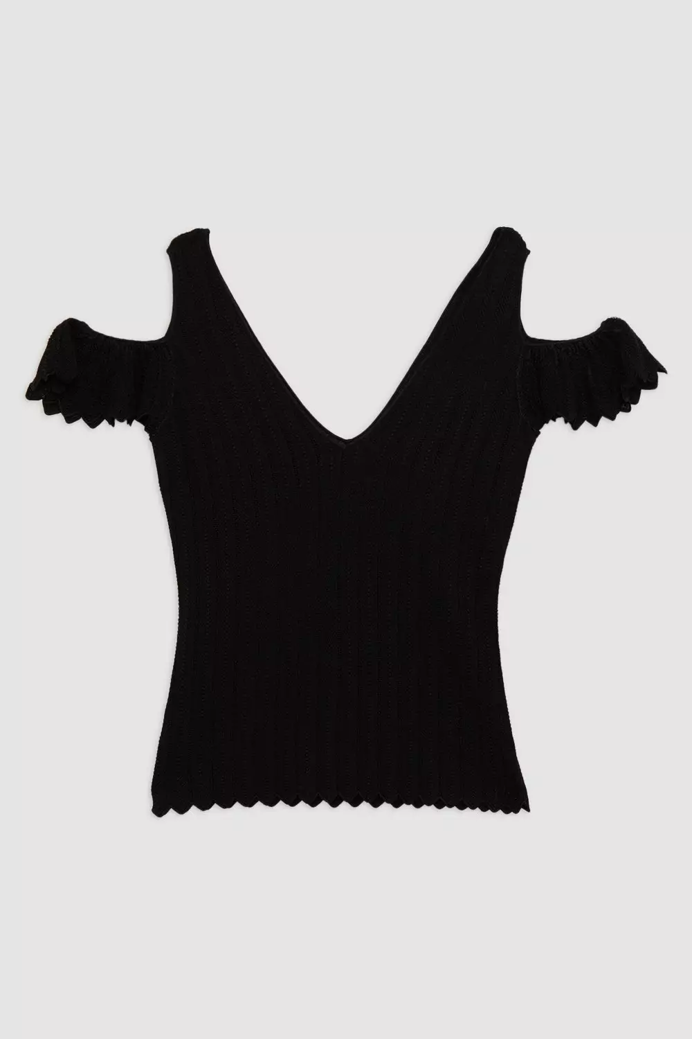 Ribbed ruffle sleeve top online