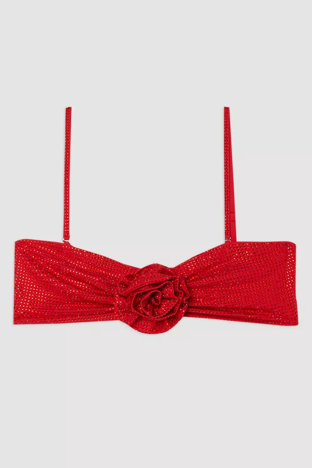 Premium Embellished Rosette Bandeau Bikini Top | Karen Millen