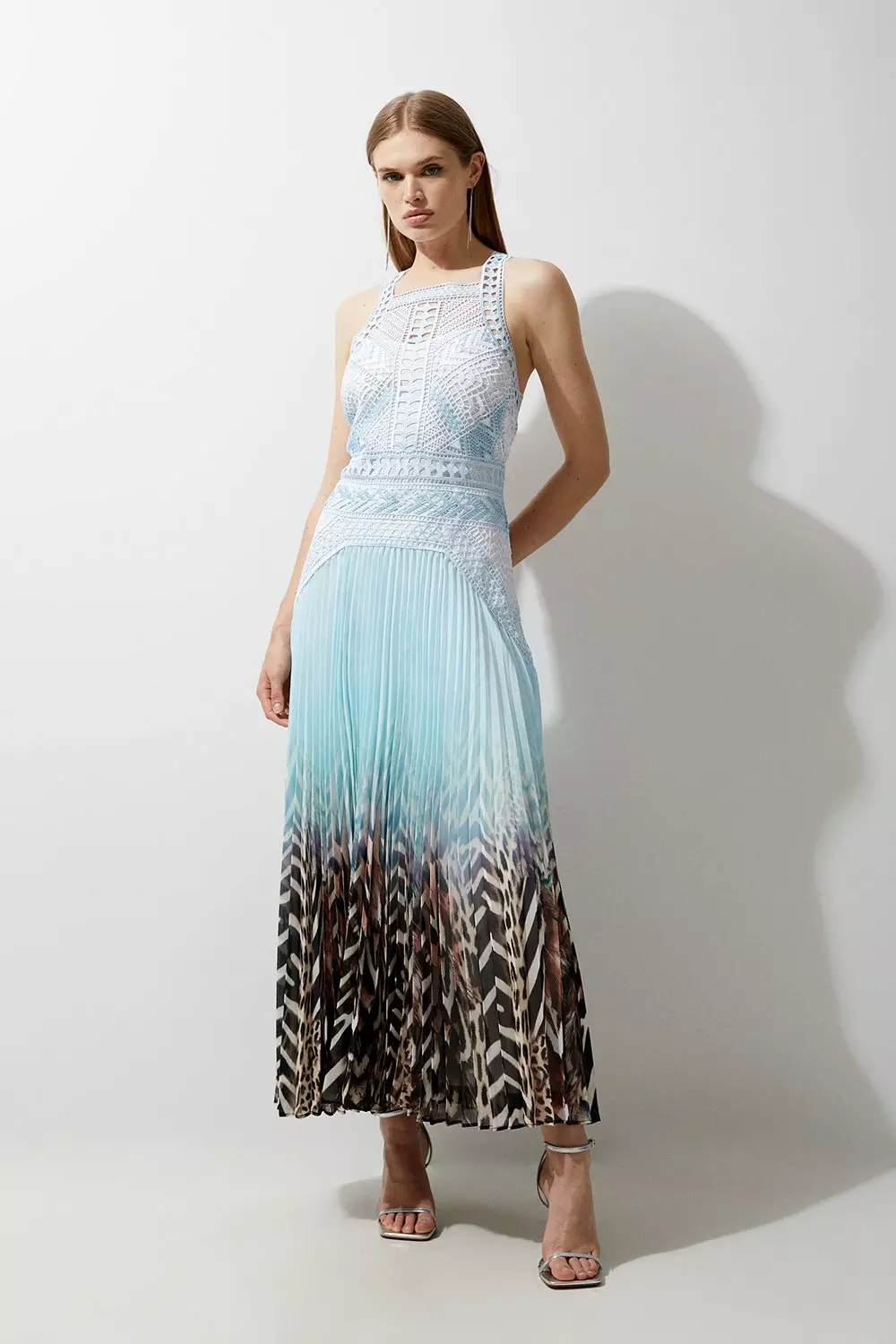 Karen Millen☆ビスコース サテン レース パネル マキシドレス 結婚式・パーティに】サテン×レースワンピース＜ドレス