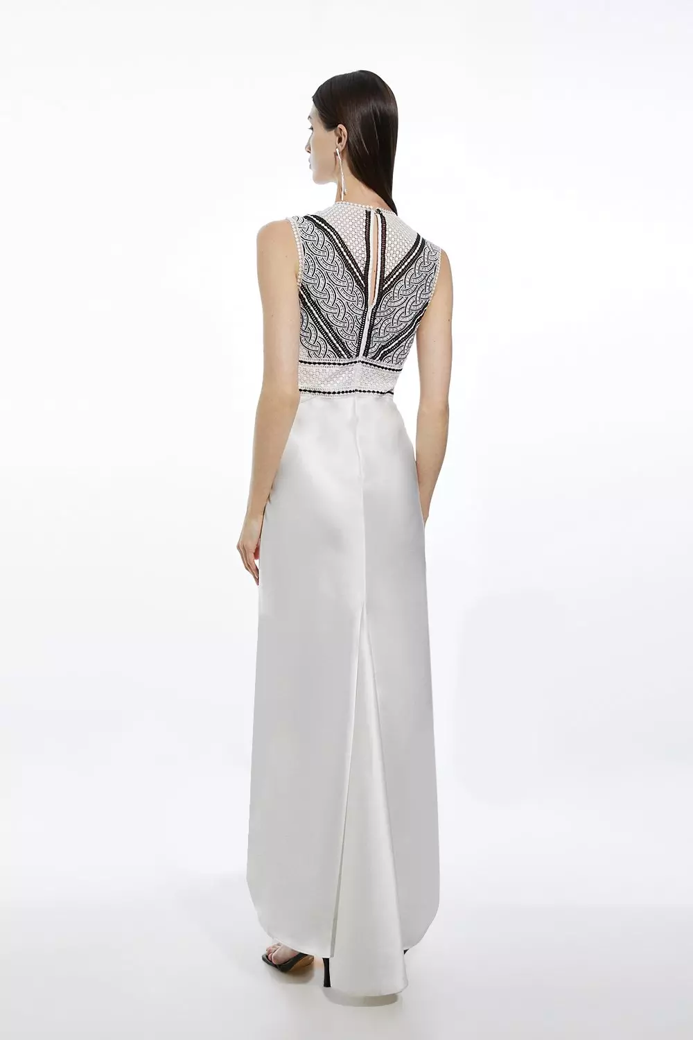 関税送料込★SALE★完売間近ラスト★KarenMillen★Guipureドレス Satin Guipure Lace Woven Maxi Slip Dress | Karen Millen