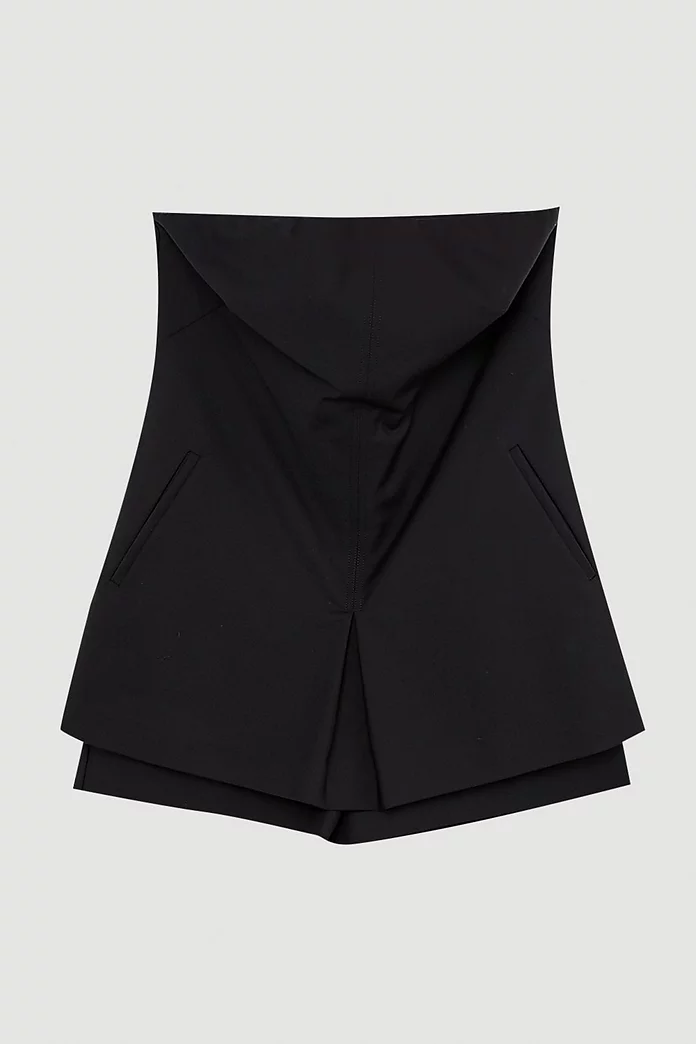 Topstitch Detail Techno Cotton Woven Bandeau Playsuit Topstitch Detail Techno Cotton Woven Bandeau Playsuit