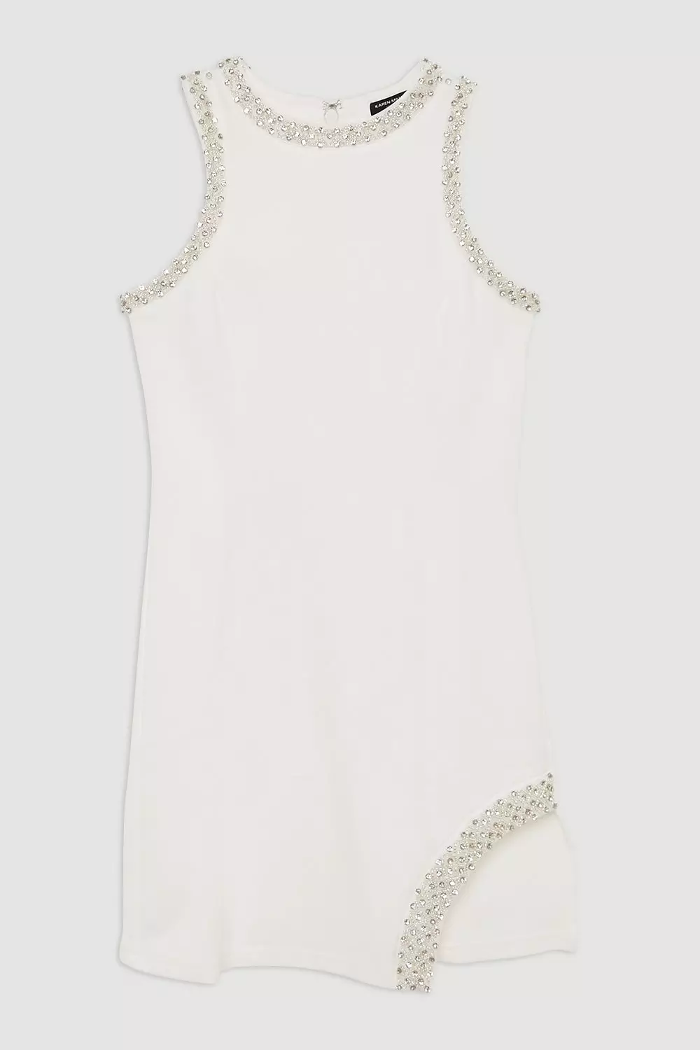 KAREN MILLEN* フレア カラーブロック ミダクシドレス KAREN MILLEN】ジップ シフォンスリーブ ニットドレス(送料込)