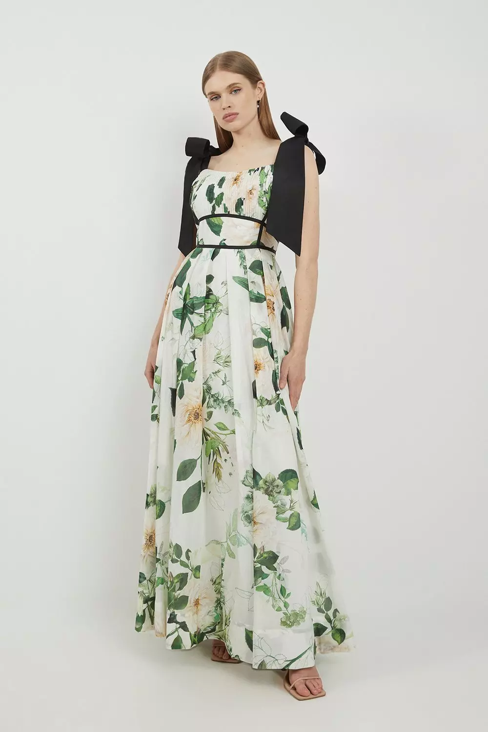 Lydia Millen Petite Floral Silk Cotton Woven Strappy Dress