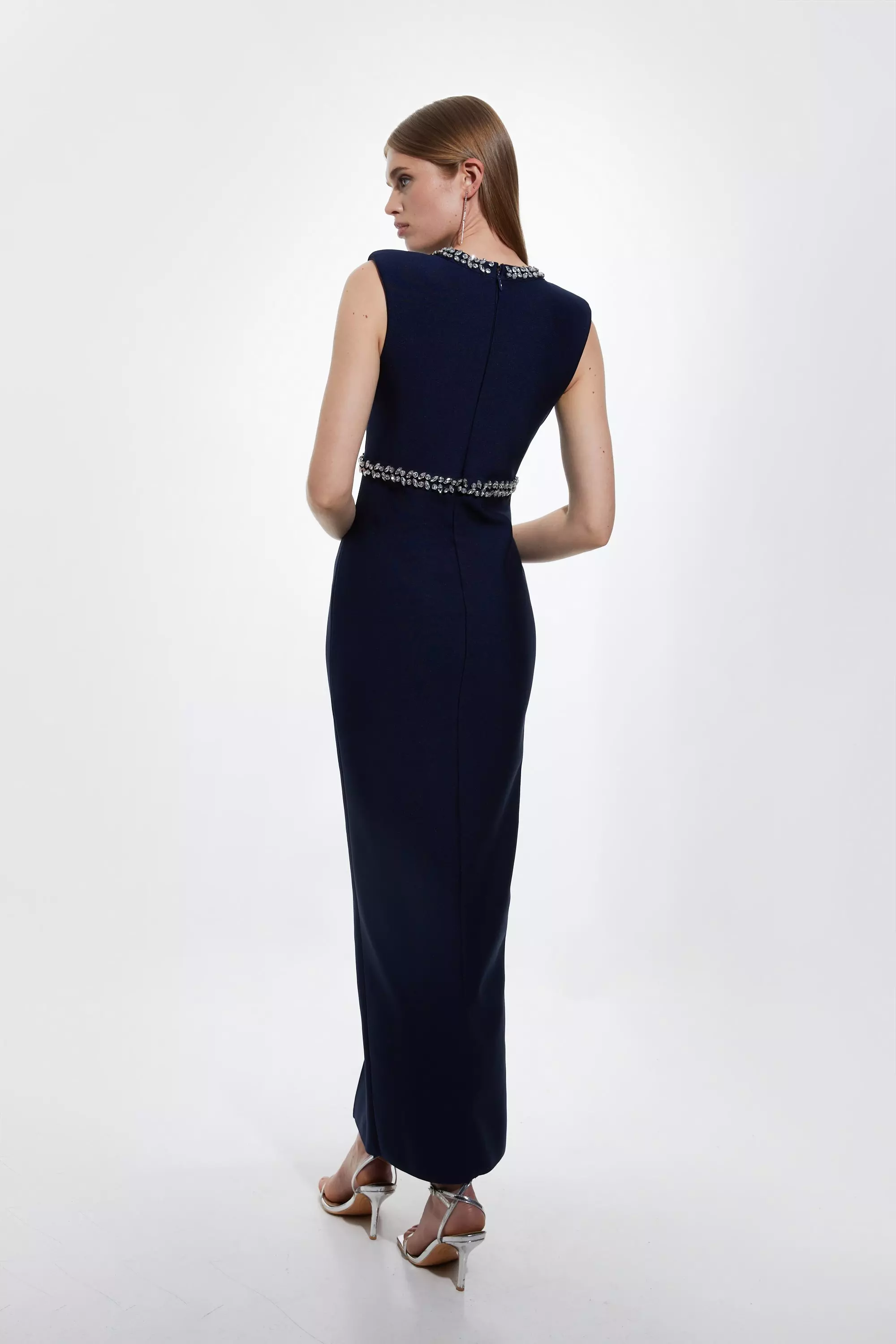 KAREN MILLEN* ストラクチャー ショルダー チェーン ドレス Chain Embellishment Detail Halter Dress | Karen Millen