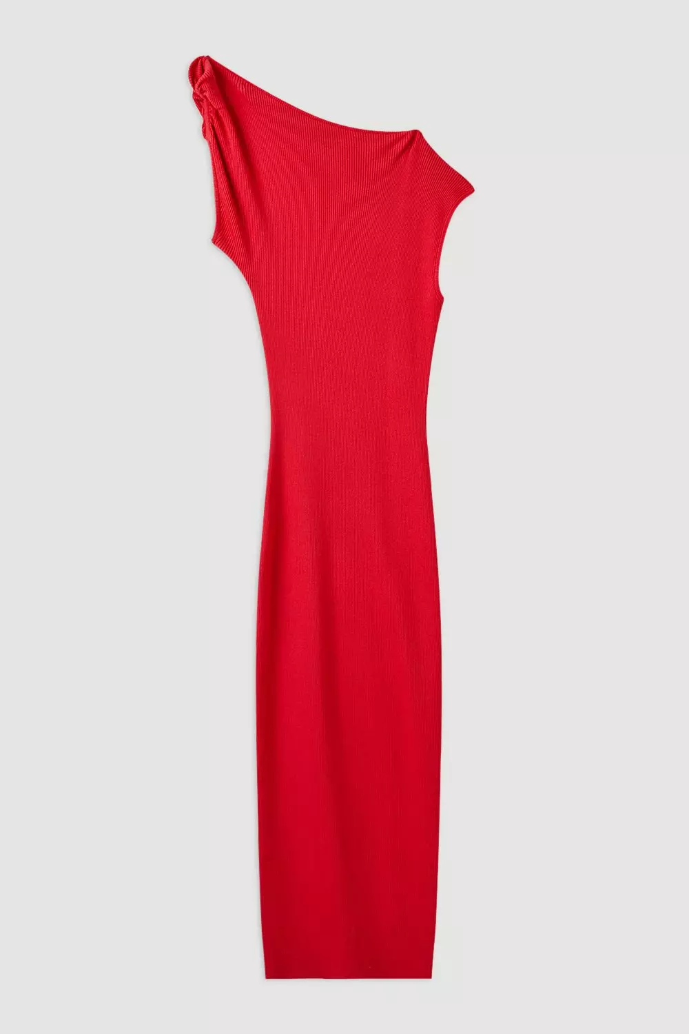 Fire red Viscose Blend Rib Knit Off The Shoulder Maxi Dress alternative image