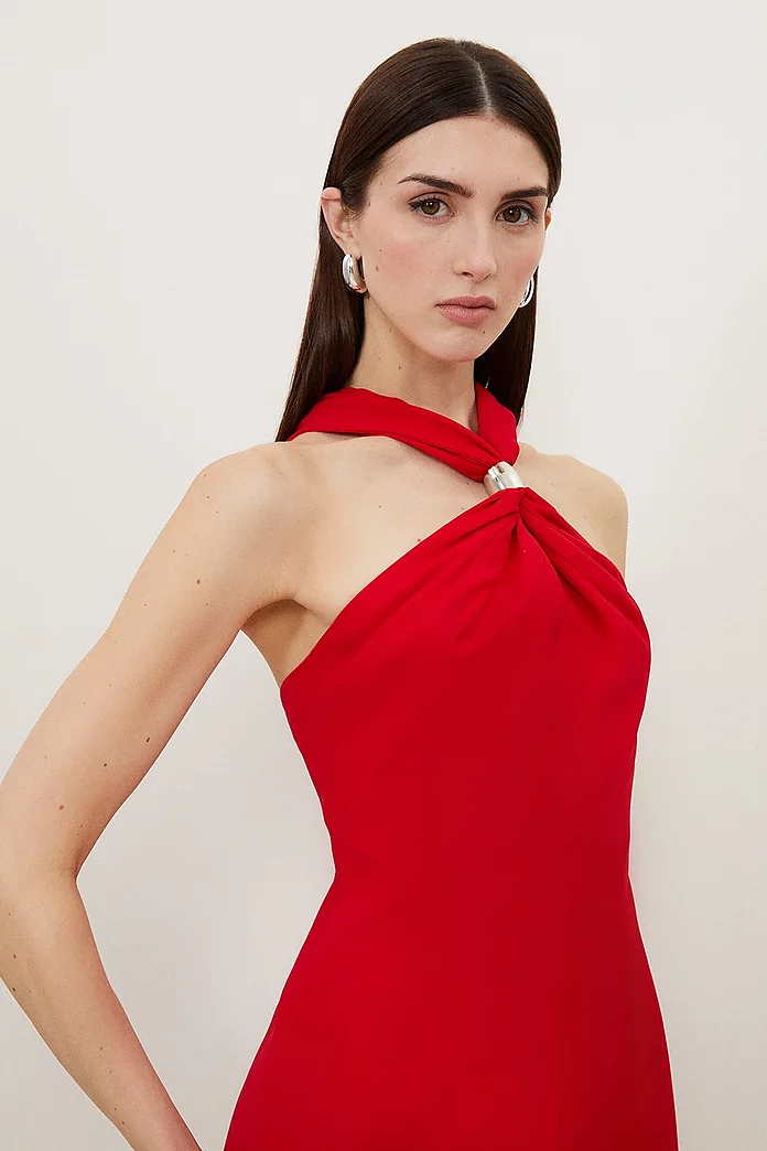 Drape Halter Neck Midi Pencil Dress | Karen Millen Drape Halter Neck Midi Pencil Dress | Karen Millen