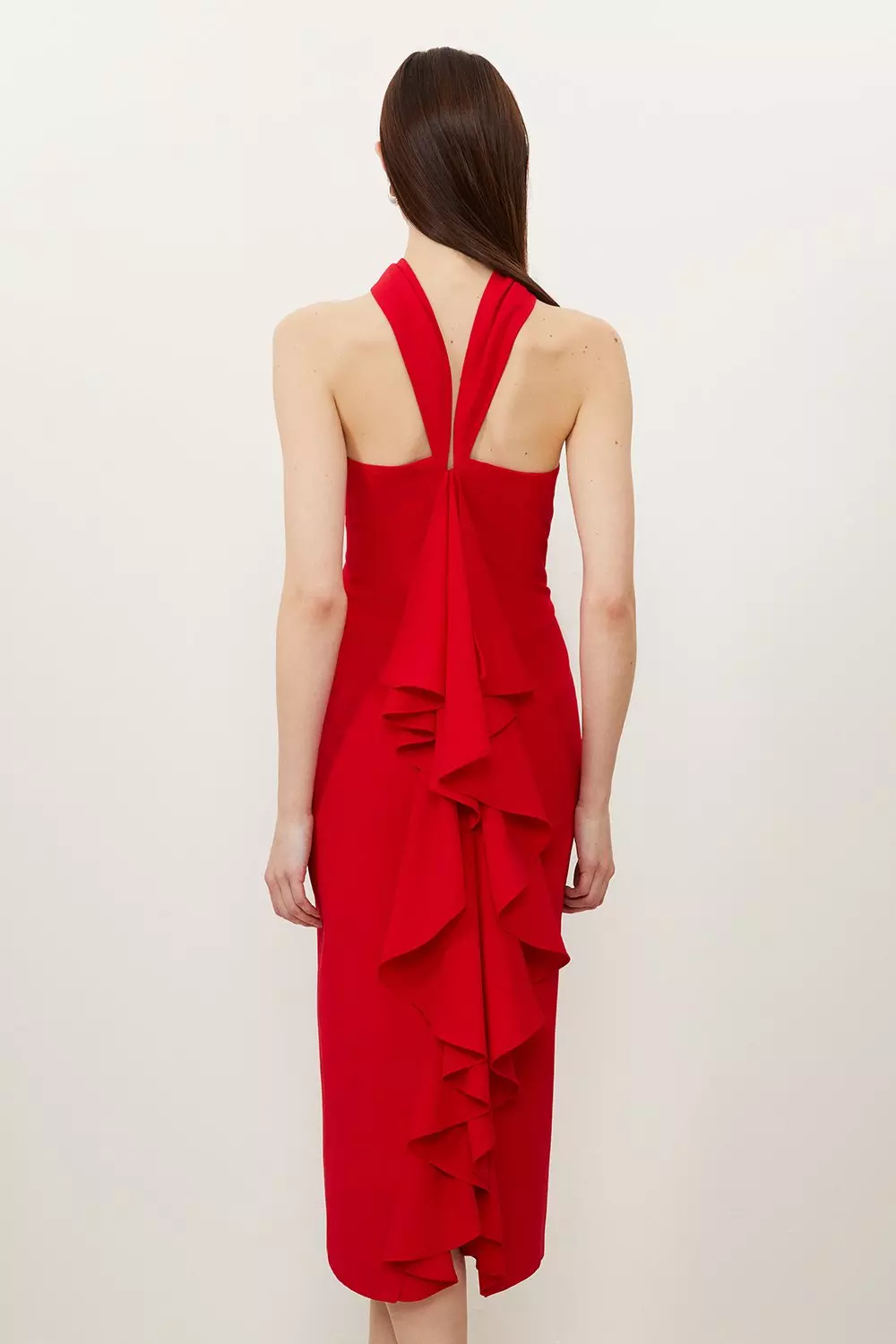 Karen Millen：襟元ジップ ルーシュ ドレープ ペンシルドレス Karen Millen】襟元ジップ ルーシュ ドレープ ペンシルドレス
