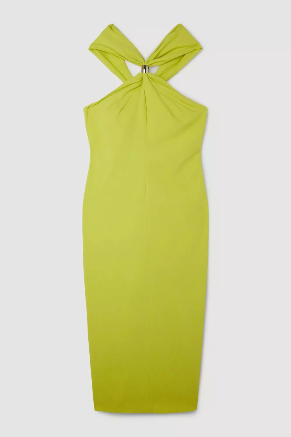 Soft Tailored Drape Halter Neck Midi Pencil Dress | Karen Millen