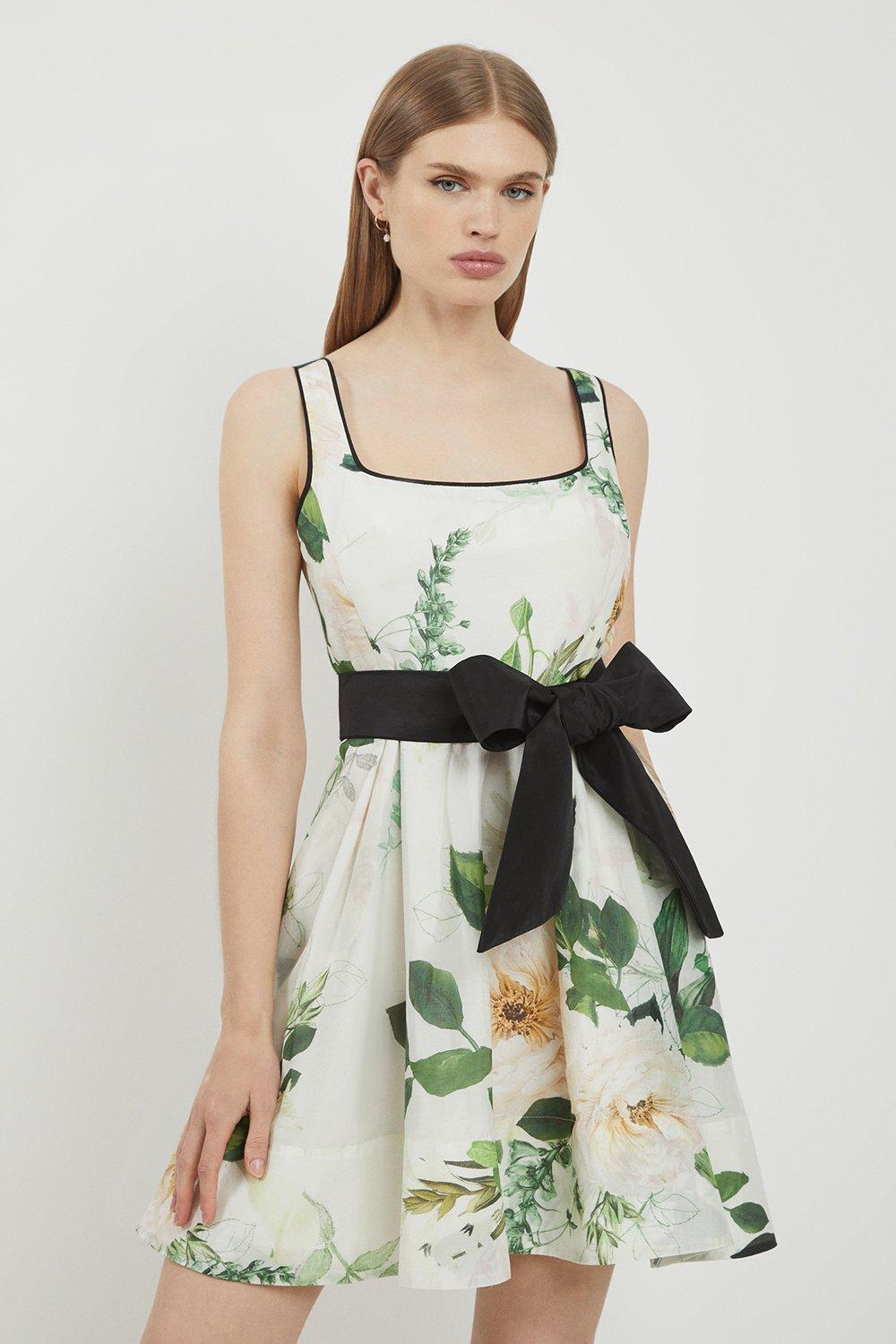 Lydia Millen Spring Floral Silk Cotton Mini Prom Dress | Karen Millen