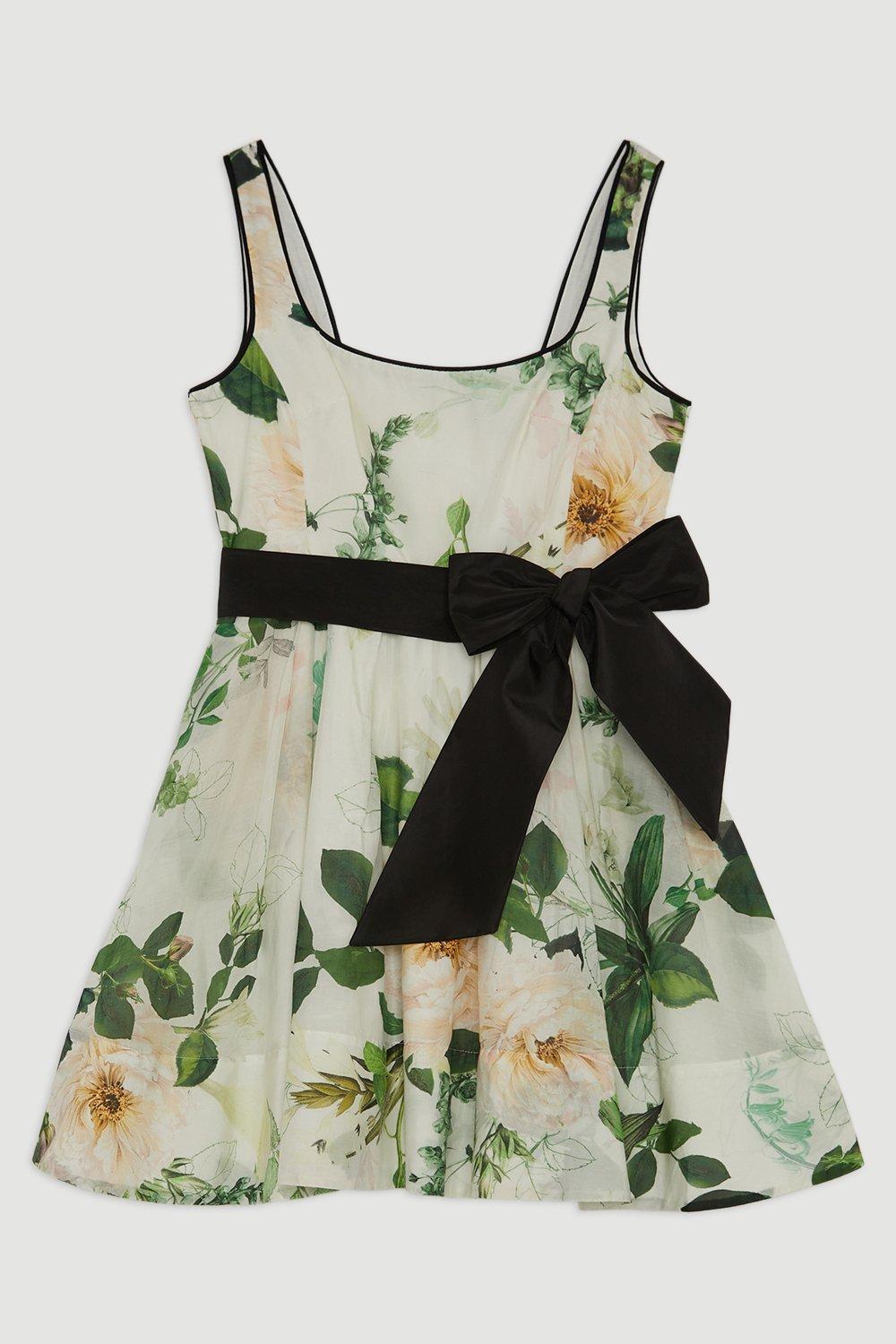 Lydia Millen Spring Floral Silk Cotton Mini Prom Dress | Karen Millen