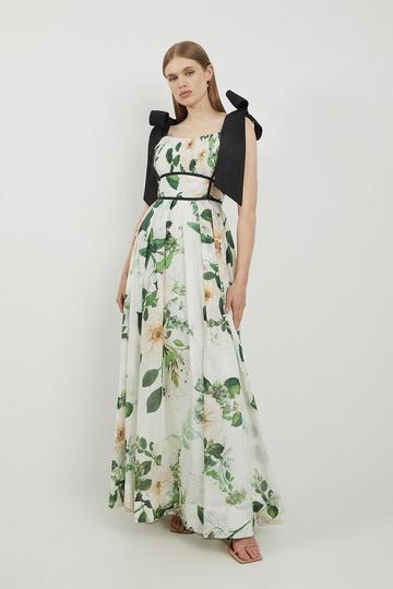 White Lydia Millen Tall Floral Silk Cotton Woven Strappy Dress