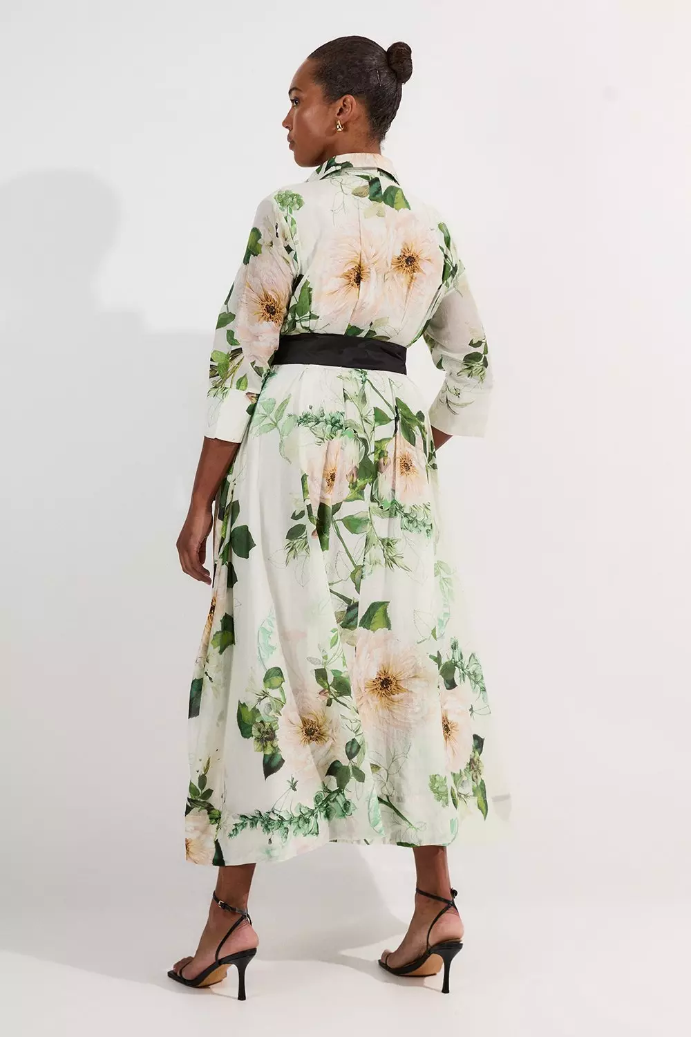 Lydia Millen Plus Size Floral Silk Cotton Woven Shirt Dress