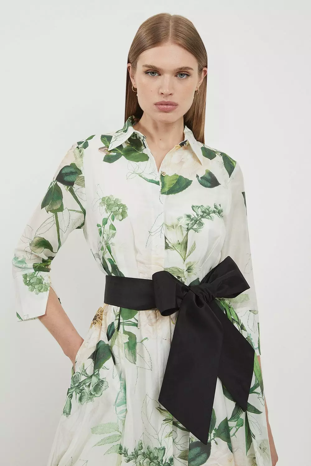 Lydia Millen Spring Floral Silk Cotton Woven Shirt Dress Karen Millen