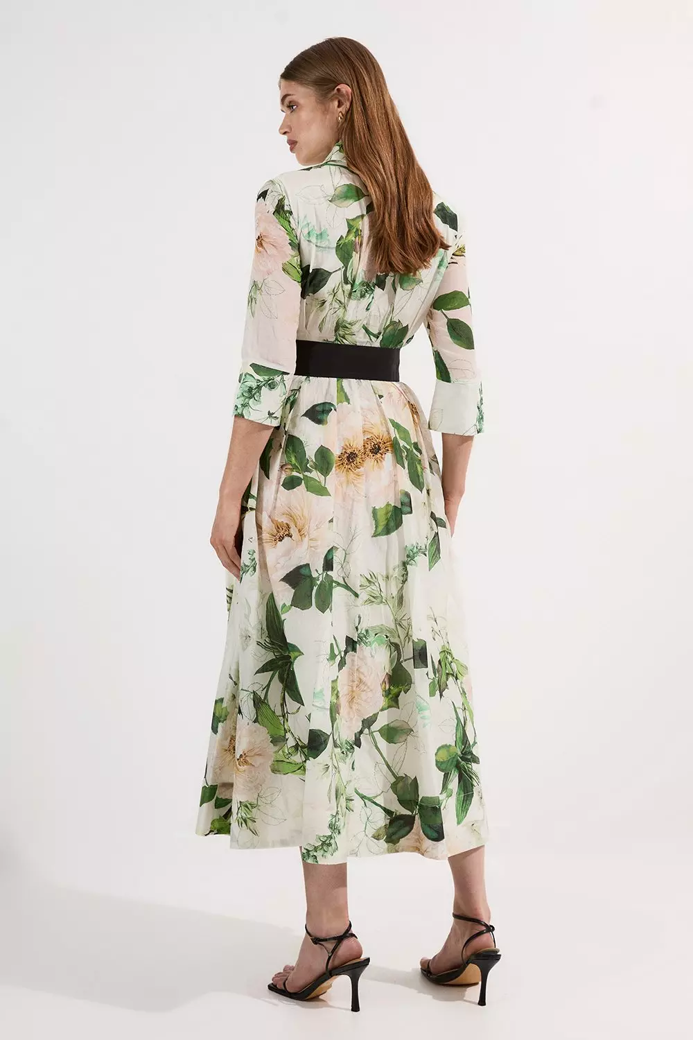 【Karen Millen】コットンサテン プリント シャツドレス Lydia Millen Spring Floral Silk Cotton Woven Shirt Dress