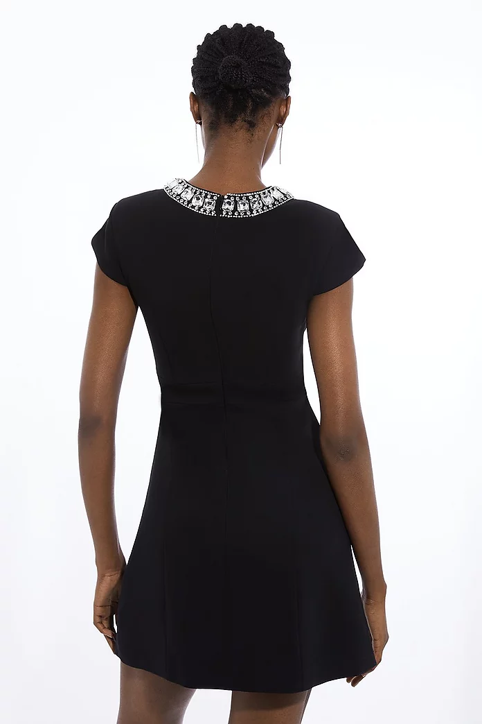 Tailored Embellished Square Neck Mini Dress | Karen Millen Tailored Embellished Square Neck Mini Dress | Karen Millen