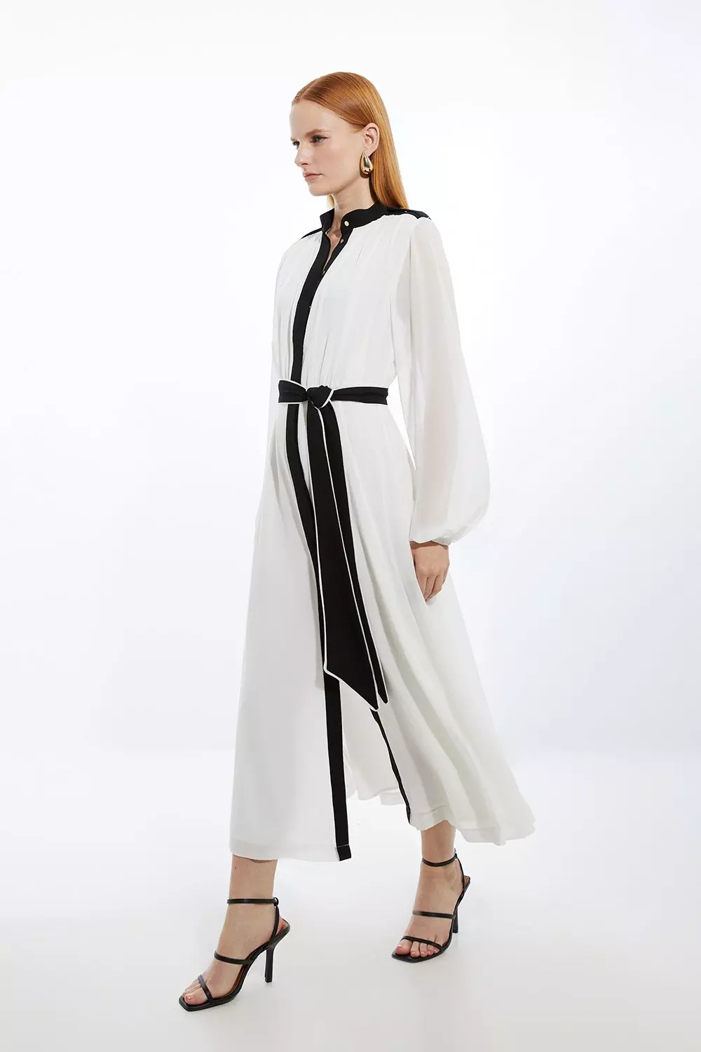 Military Mono Belted Woven Midi Dress | Karen Millen