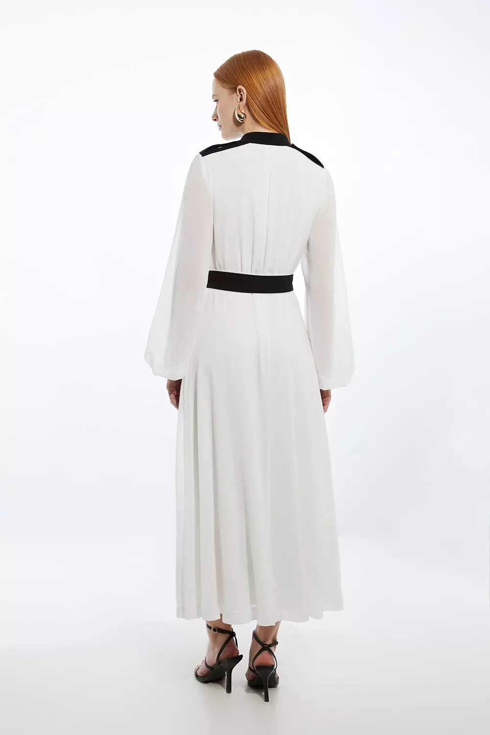 KarenMillen/Military シアー ケープ Woven Midi Dress KarenMillen/Military シアー ケープ Woven Midi Dress