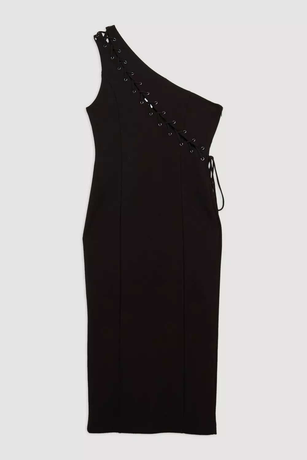 Figure Form One Shoulder Lace Up Woven Midi Dress | Karen Millen