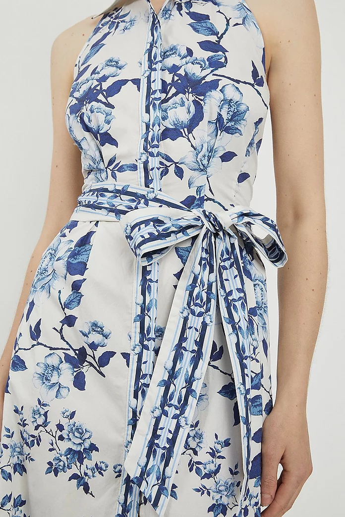 Lydia Millen Cotton Sateen Woven Halter Shirt Dress | Karen Lydia Millen Cotton Sateen Woven Halter Shirt Dress | Karen
