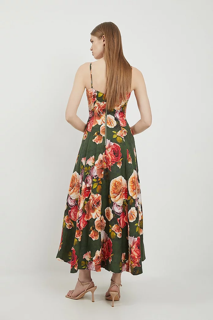 Lydia Millen Petite Floral Linen Woven Strappy Maxi Dress Lydia Millen Petite Floral Linen Woven Strappy Maxi Dress