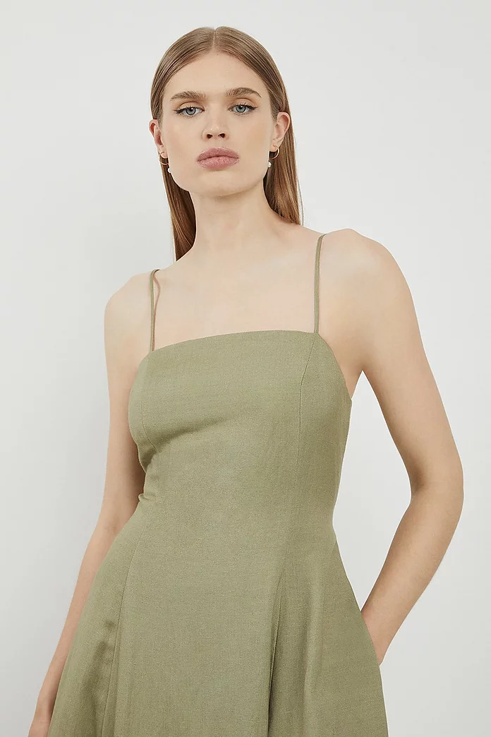 Lydia Millen Linen Woven Strappy Maxi Dress | Karen Millen Lydia Millen Linen Woven Strappy Maxi Dress | Karen Millen
