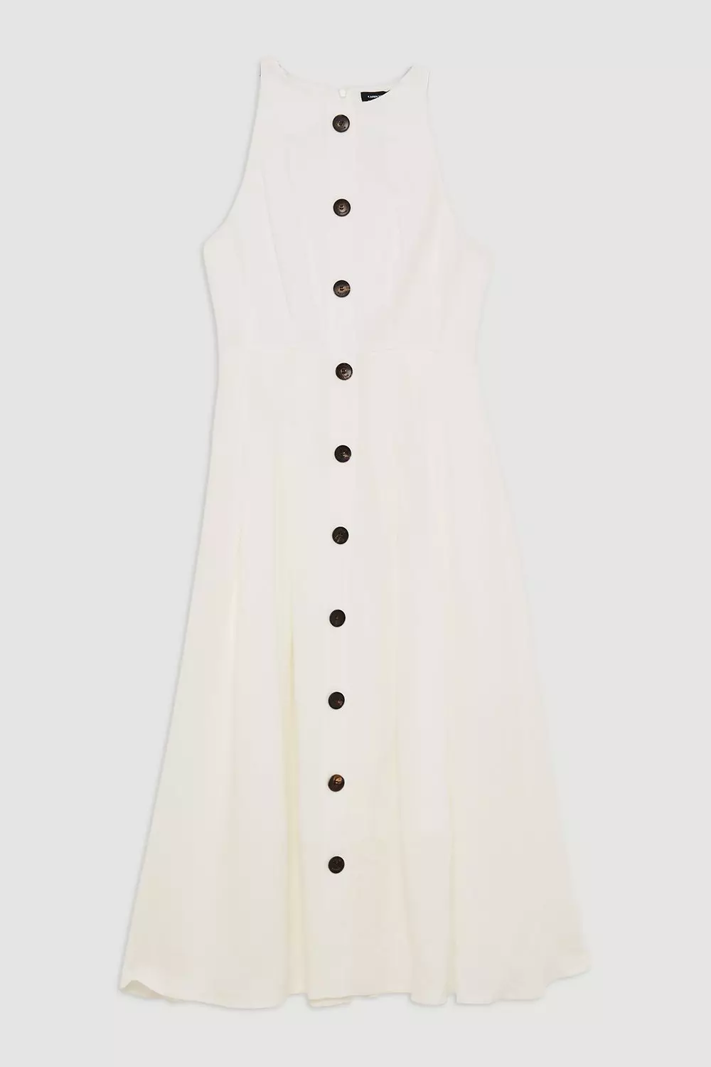 Ivory Premium Linen Tailored Button Through Full Skirted Midi Dress alternative image
