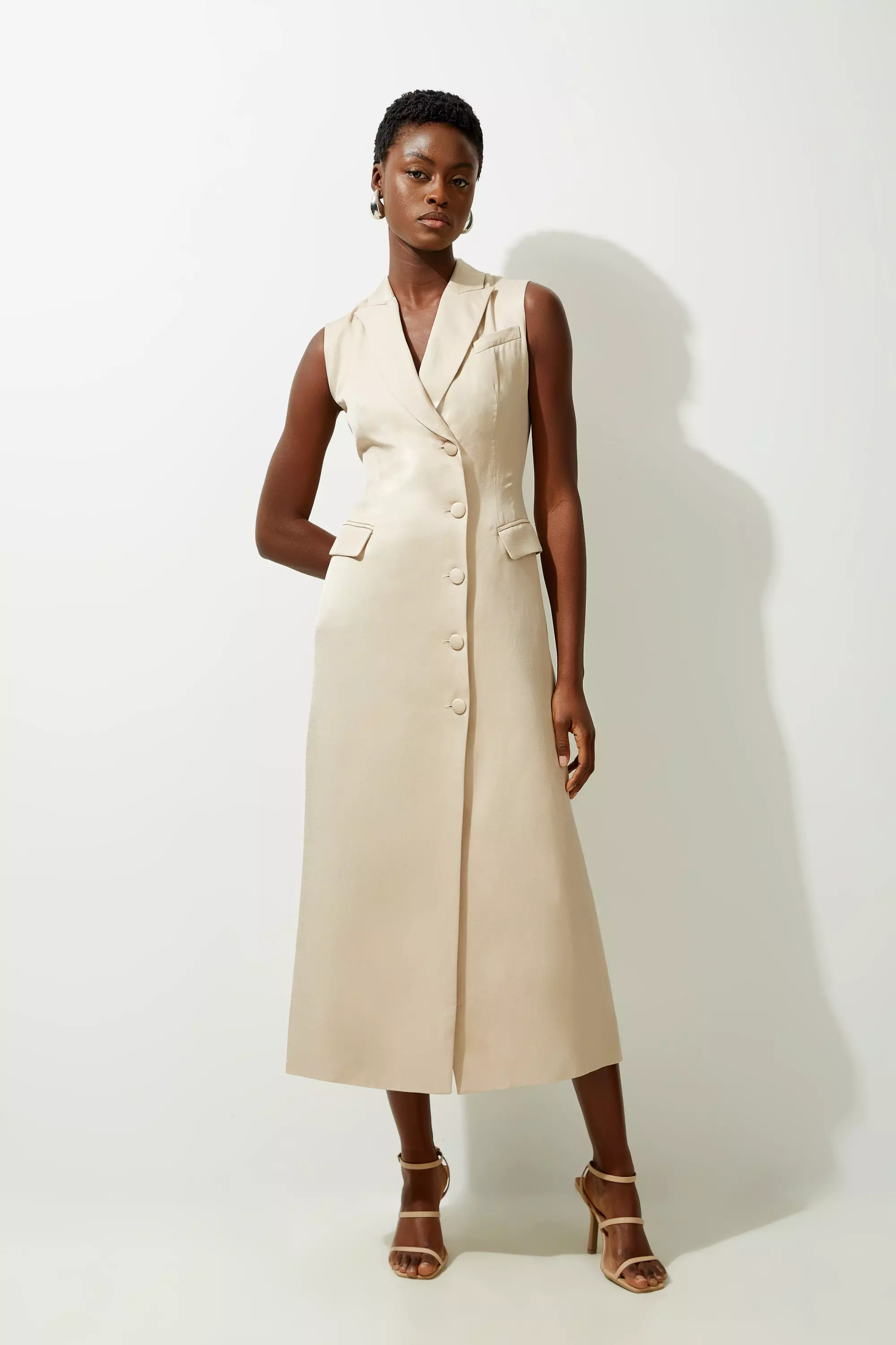 Linen wrap midi dress best sale