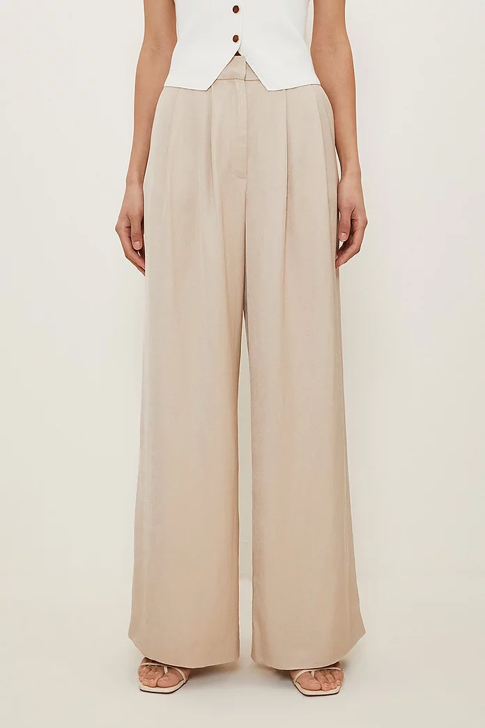 Tailored Linen Pleated Wide Leg Pants | Karen Millen Tailored Linen Pleated Wide Leg Pants | Karen Millen
