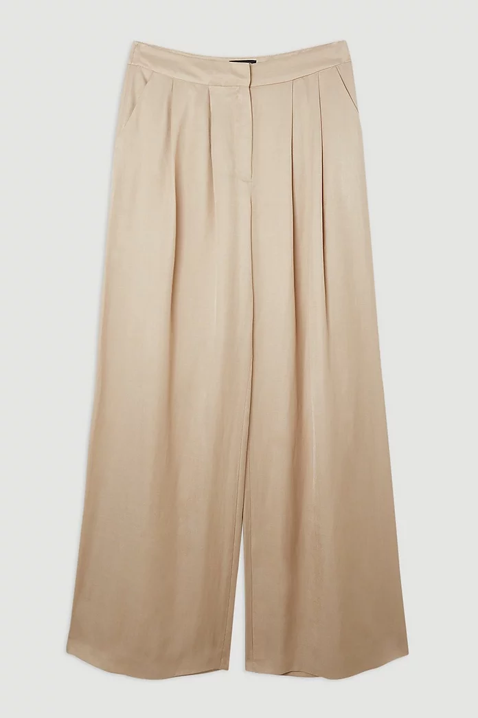 Tailored Linen Pleated Wide Leg Pants | Karen Millen Tailored Linen Pleated Wide Leg Pants | Karen Millen