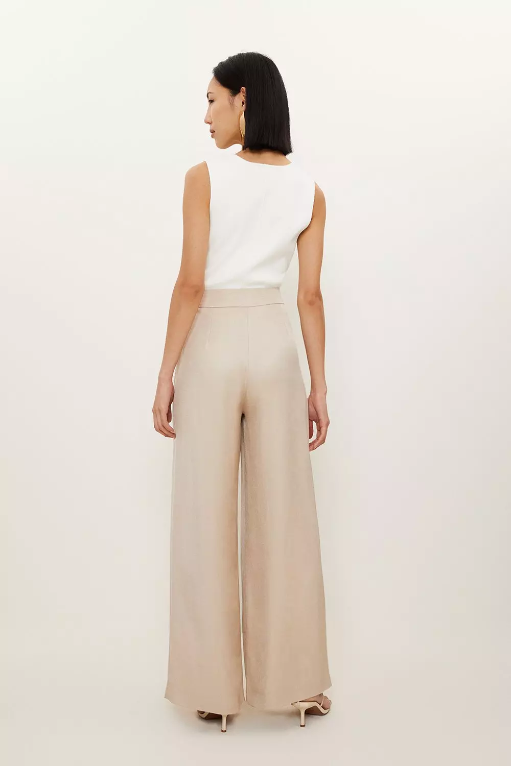 Tailored Linen Pleated Wide Leg Pants | Karen Millen