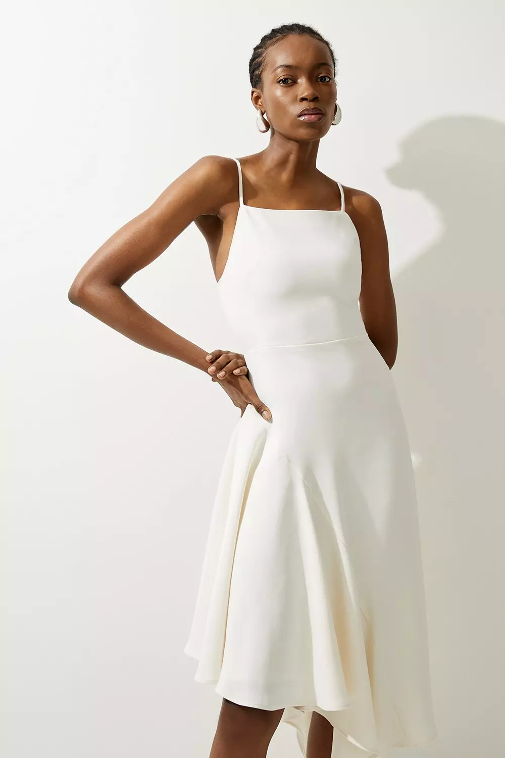 Soft Tailored Draped Asymmetric Skirt Midi Dress alternative image