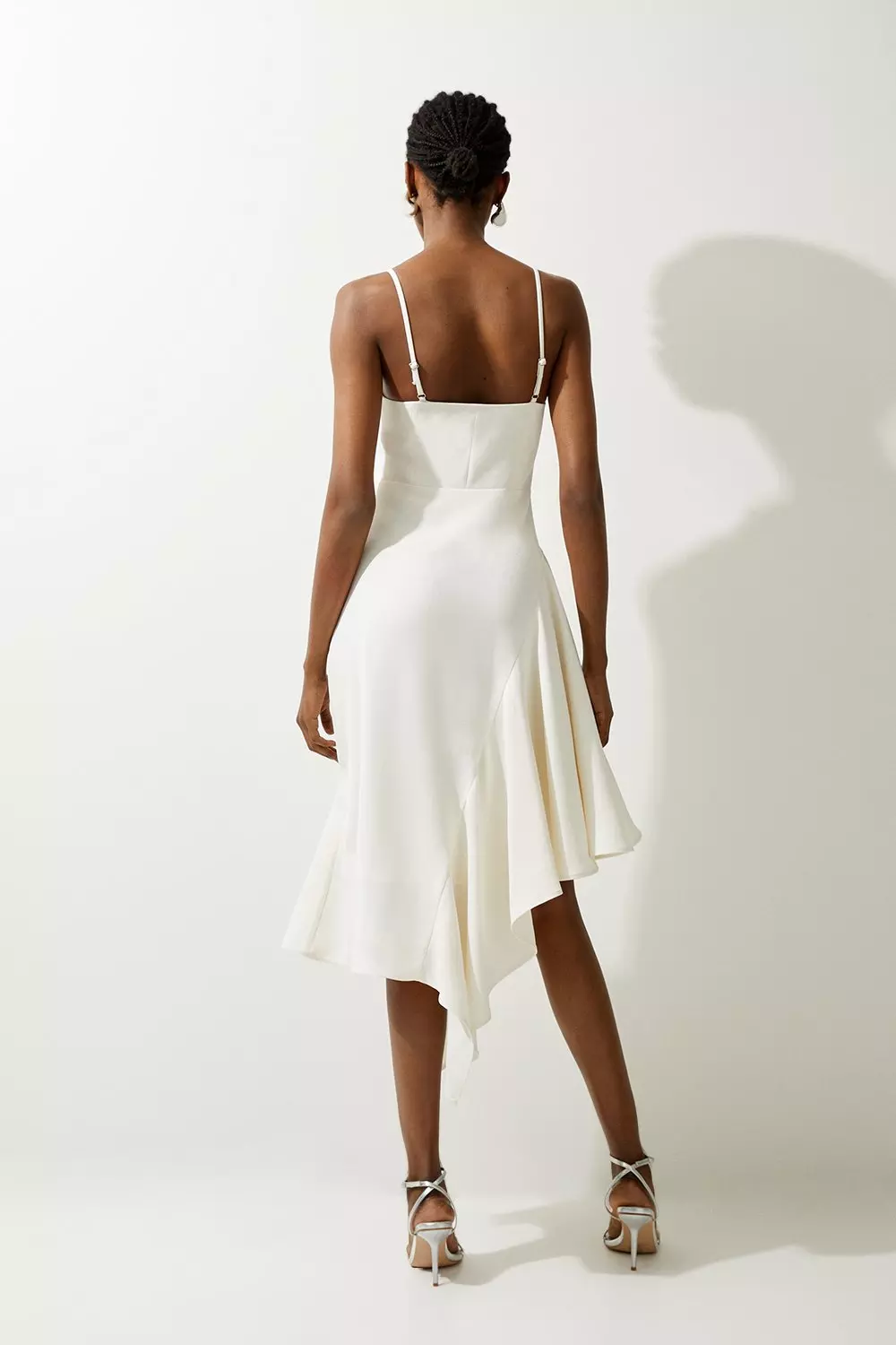 Soft Tailored Draped Asymmetric Skirt Midi Dress alternative image