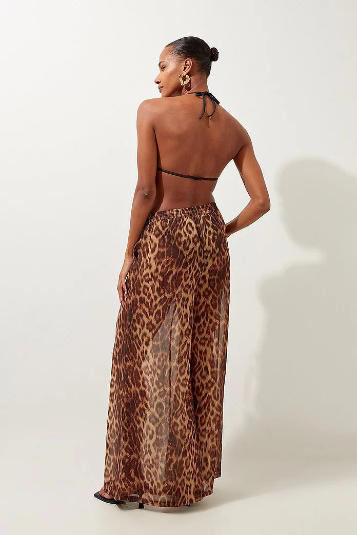 Cheetah Print Georgette Beach Pants | Karen Millen Cheetah Print Georgette Beach Pants | Karen Millen