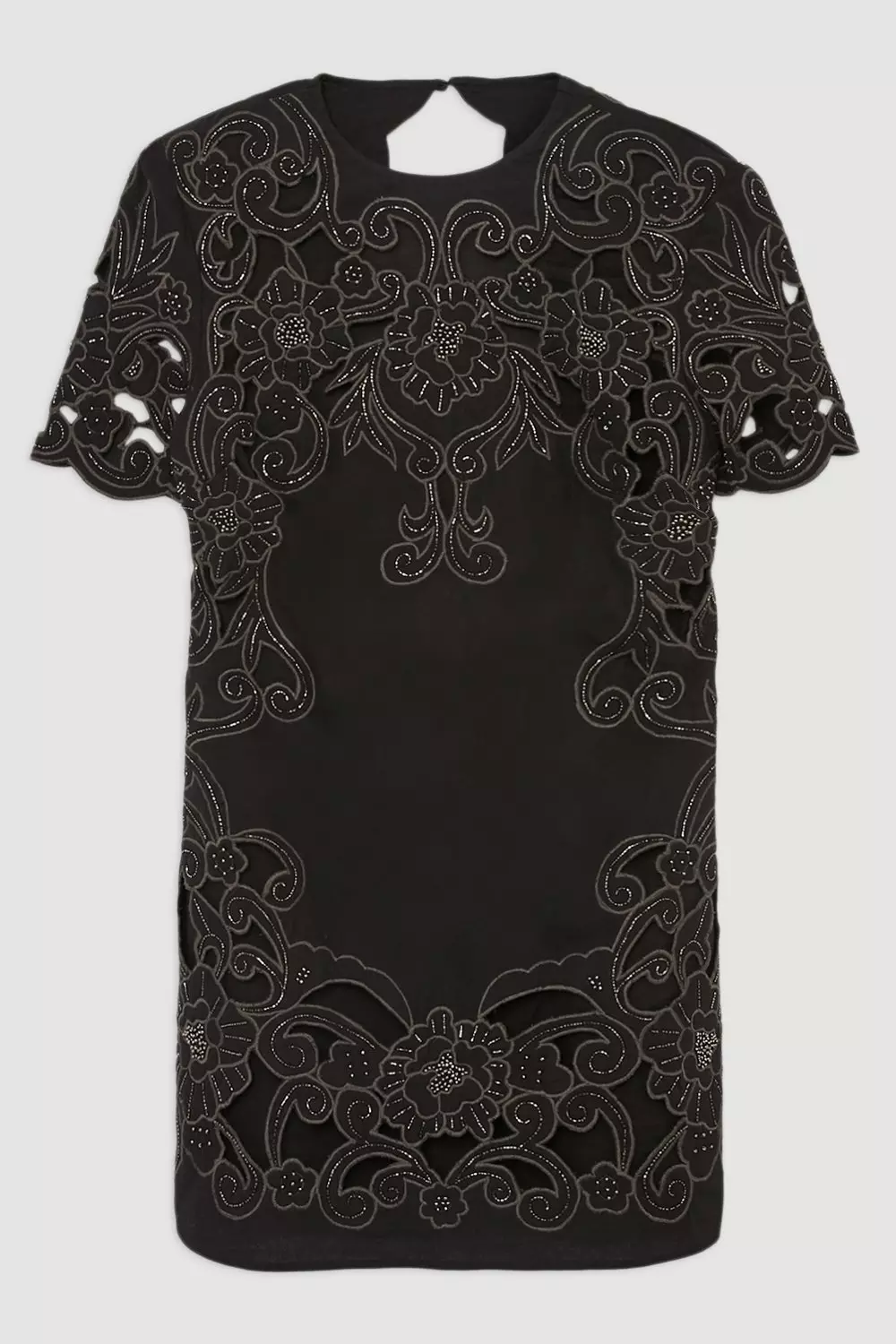 【KAREN MILLEN】コットンキルティングカットワークビーズドレス Cotton Quilted Cutwork Beaded Woven Mini Dress | Karen Millen