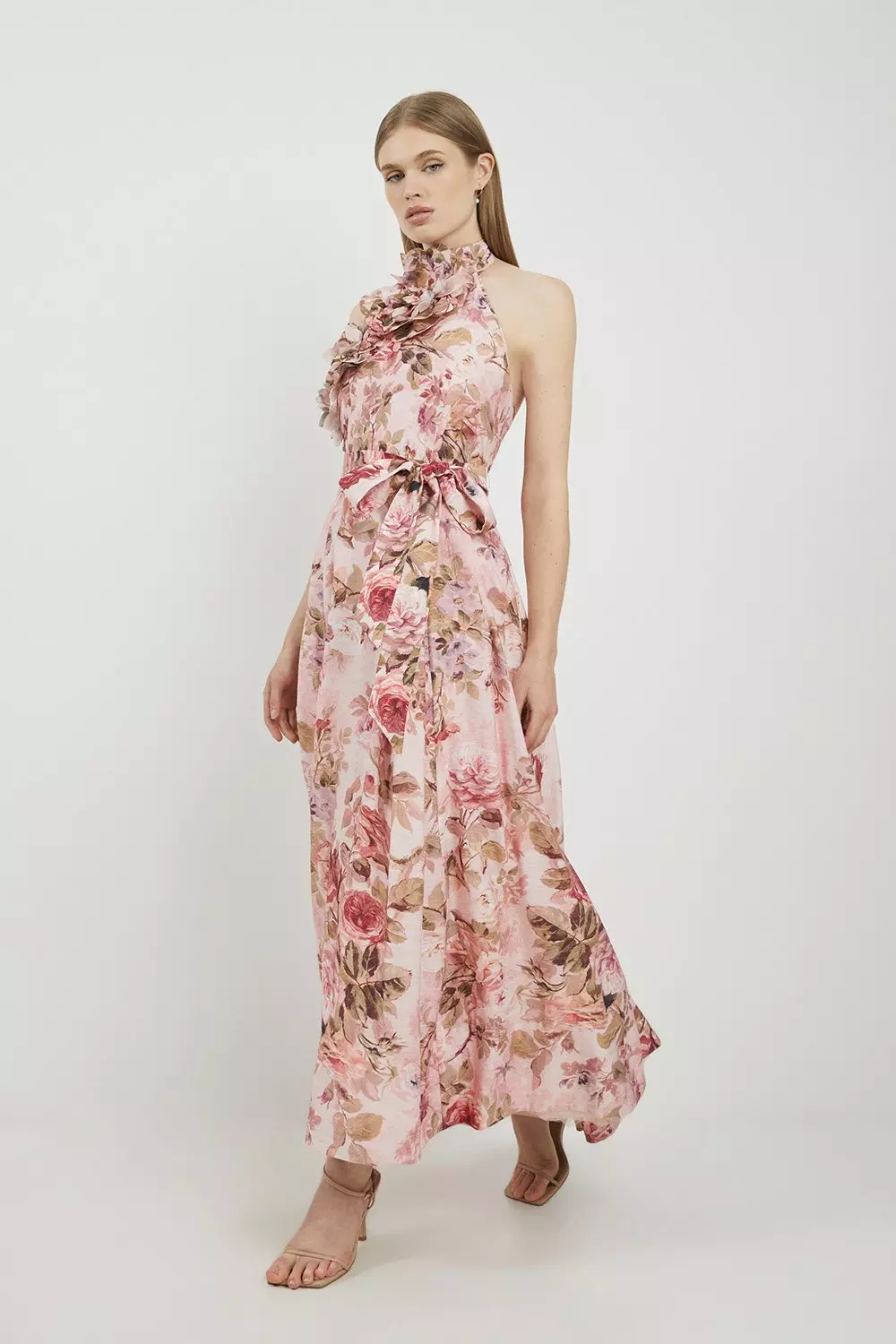 Karen millen ruffled floral dress sale