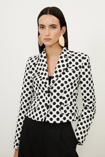 Petite Tailored Jacquard Spot Single Breasted Jacket mono