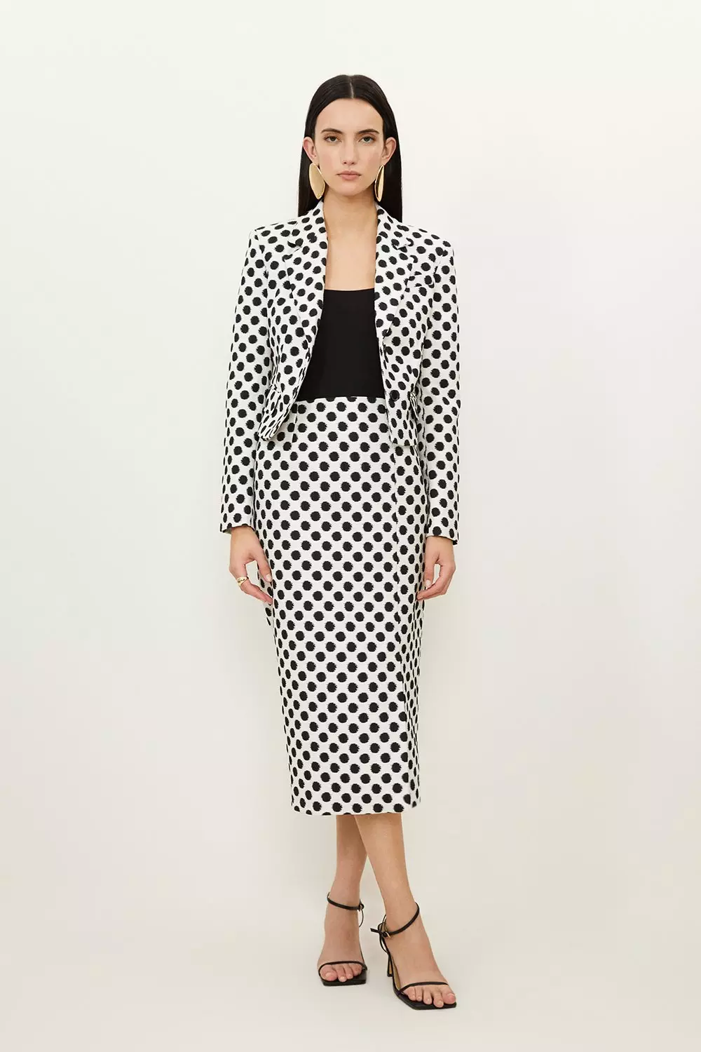 Tailored Jacquard Spot Single Breasted Jacket | Karen Millen