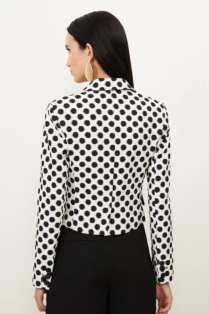 Tailored Jacquard Spot Single Breasted Jacket | Karen Millen Tailored Jacquard Spot Single Breasted Jacket | Karen Millen