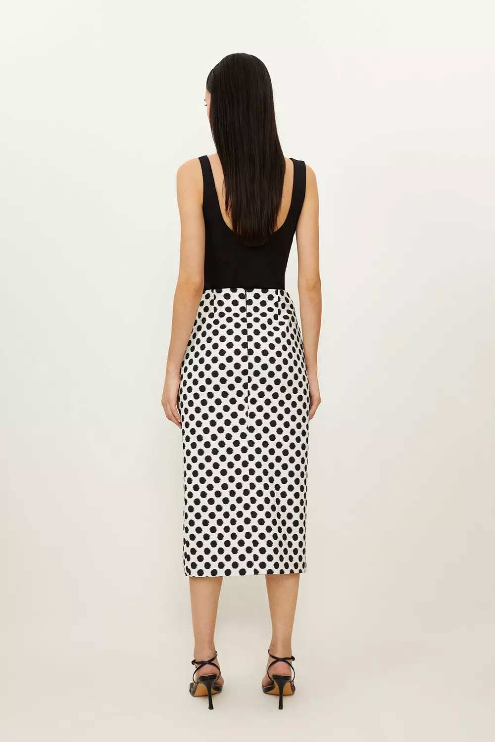 Tailored Jacquard Spot Pencil Midi Skirt | Karen Millen