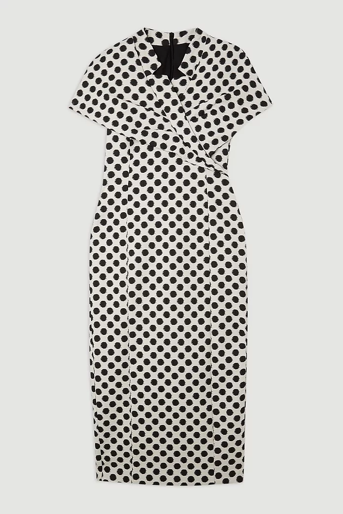 Tailored Jacquard Spot Midi Pencil Dress | Karen Millen Tailored Jacquard Spot Midi Pencil Dress | Karen Millen