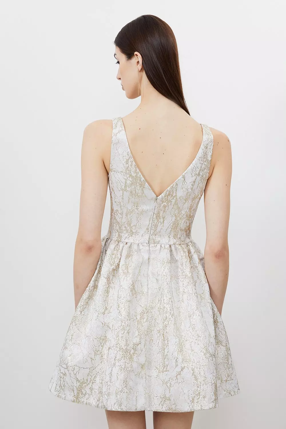 Tailored Jacquard Strappy Mini Prom Dress | Karen Millen