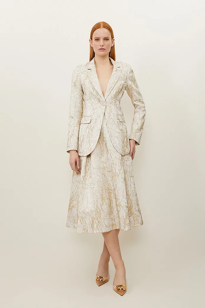 Tailored Jacquard Single Breasted Jacket | Karen Millen Tailored Jacquard Single Breasted Jacket | Karen Millen