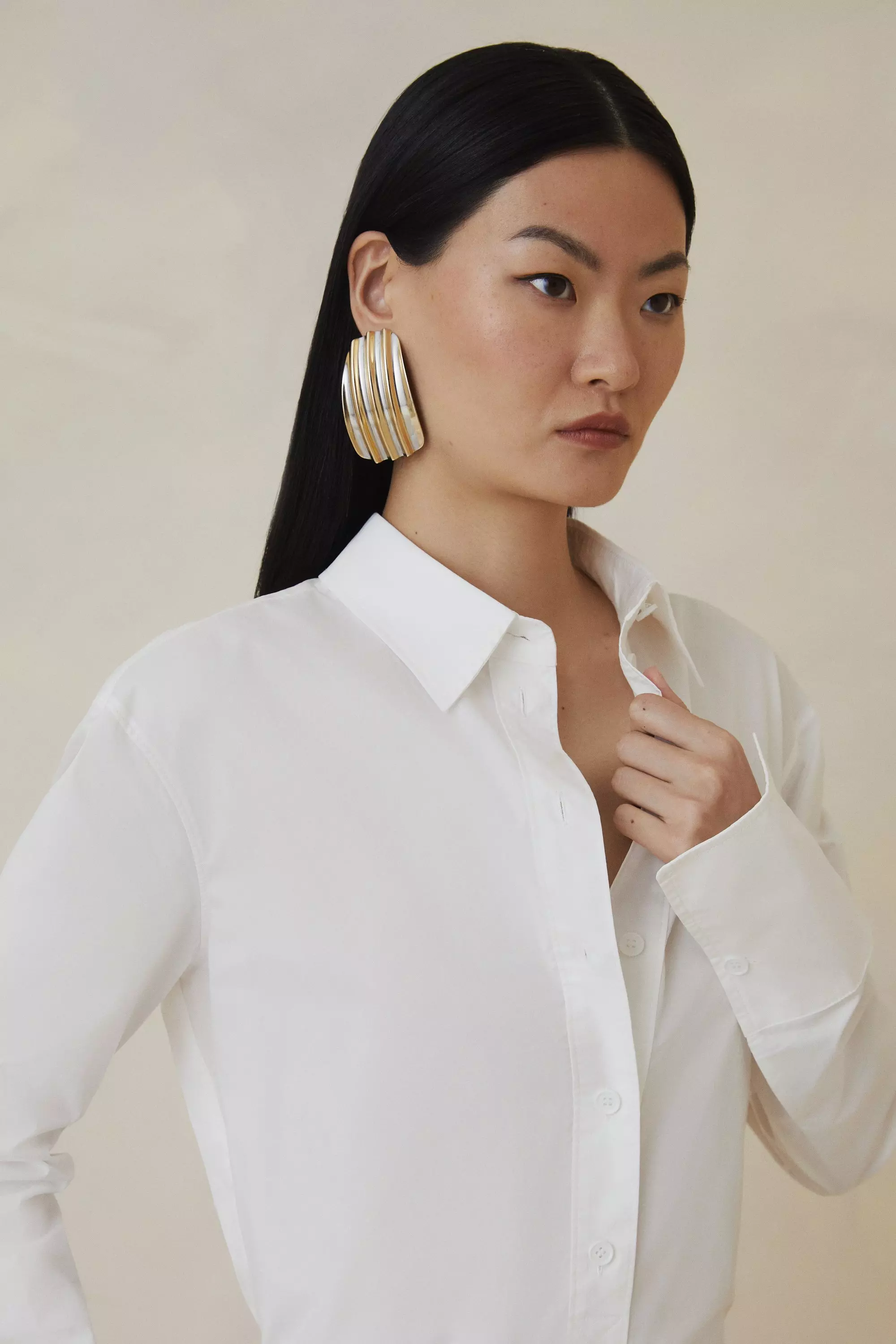The Founder Cotton Poplin Woven Shirt | Karen Millen